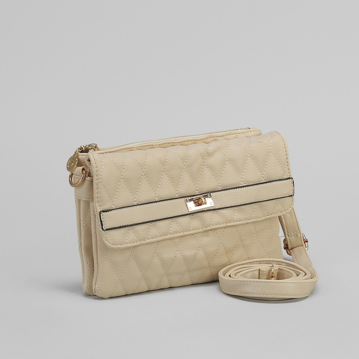 Сумка женская на клапане, 3 отдела, регулируемый ремень, цвет молочный