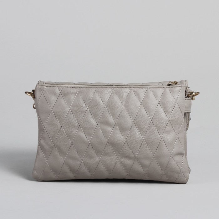 Сумка женская на клапане, 3 отдела, регулируемый ремень, серая