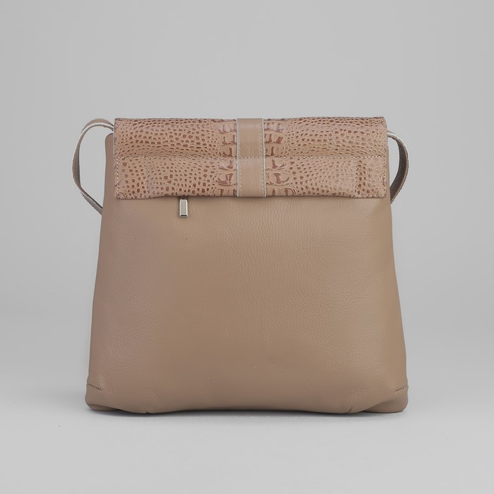 Сумка женская на молнии, 1 отдел, 1 наружный карман, длинный ремень, бежевая