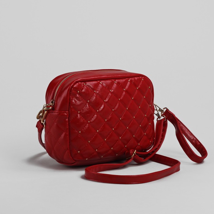 Сумка женская на молнии, 1 отдел, 1 наружный карман, регулируемый ремень, красная