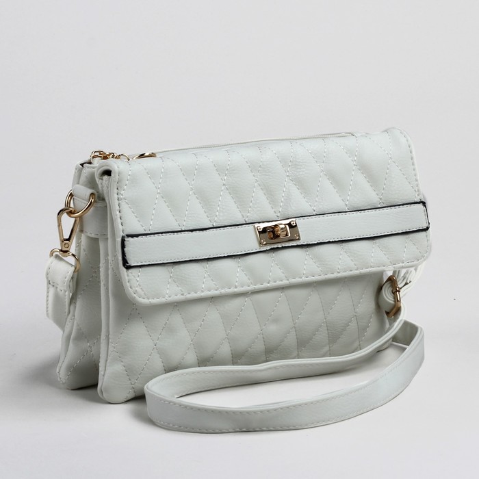 Сумка женская на клапане, 3 отдела, регулируемый ремень, белая