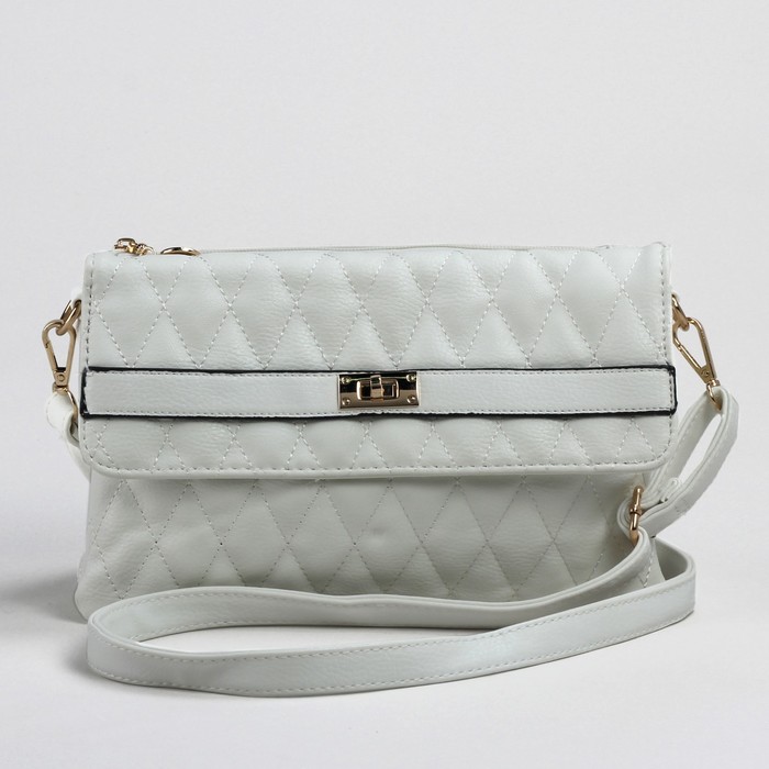 Сумка женская на клапане, 3 отдела, регулируемый ремень, белая