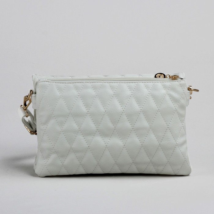 Сумка женская на клапане, 3 отдела, регулируемый ремень, белая