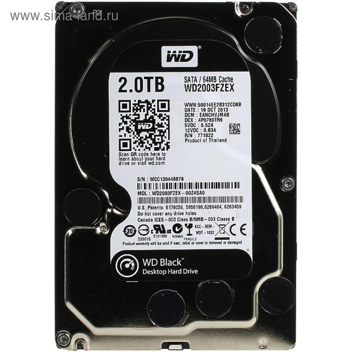 фото Жесткий диск wd original sata-iii 2tb wd2003fzex black