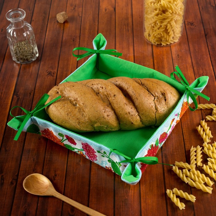 Хлебница "Доляна" Астры 30*30 см, 100% хлопок, рогожка 162 г/м2