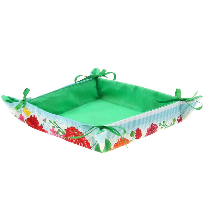 Хлебница "Доляна" Астры 30*30 см, 100% хлопок, рогожка 162 г/м2