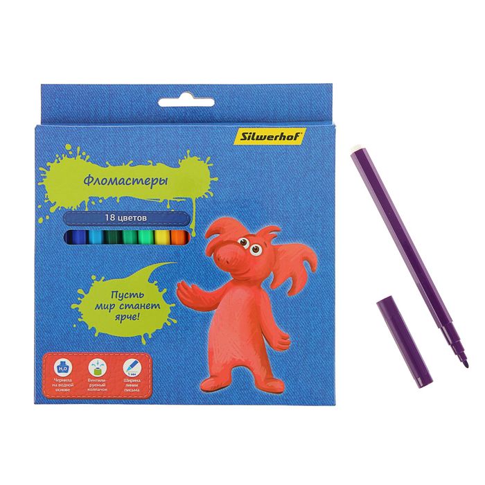 Фломастеры 18 цветов "Джинсовая коллекция", шестигранные, вентилируемый колпачок, PP-корпус