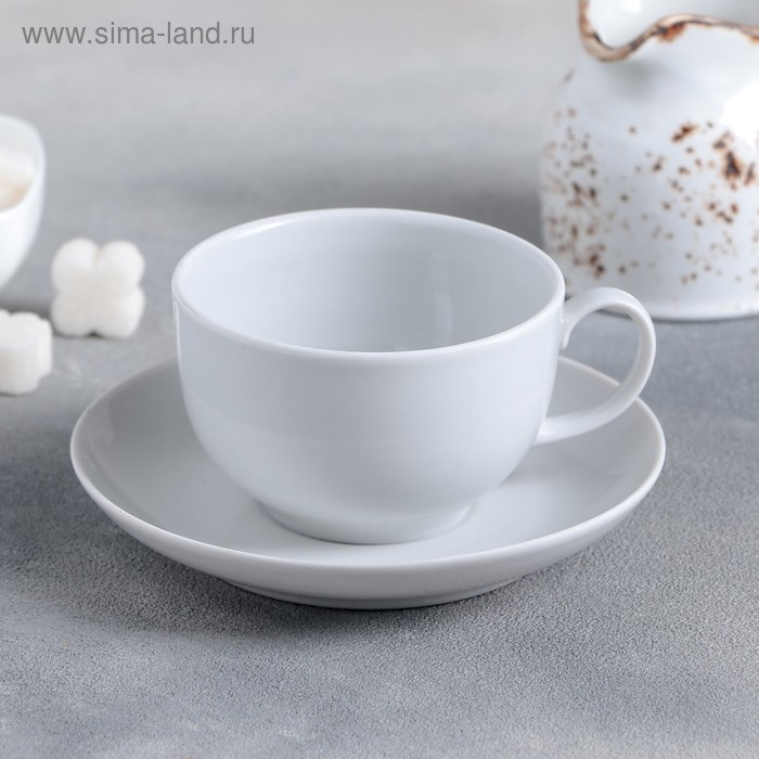 Чайная пара фарфоровая «Янтарь», 200 мл, чашка d=8,8 см, блюдце d=14 см