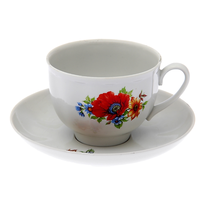 Чашка чайная 275 мл с блюдцем "Полевой мак"