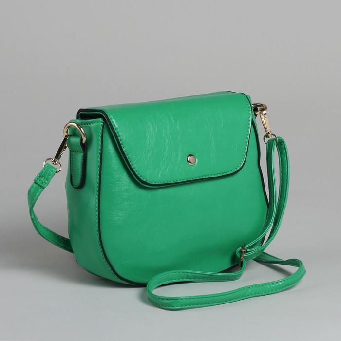 Сумка женская на молнии, 1 отдел с перегородкой, 1 наружный карман, регулируемый ремень, зелёная