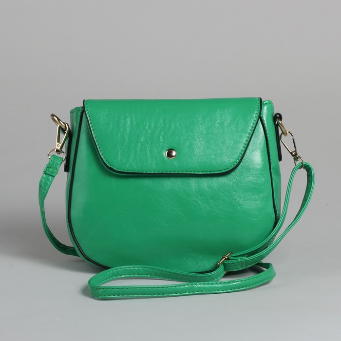 Сумка женская на молнии, 1 отдел с перегородкой, 1 наружный карман, регулируемый ремень, зелёная