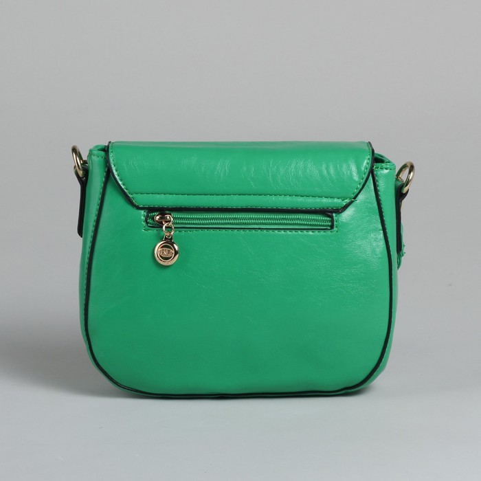 Сумка женская на молнии, 1 отдел с перегородкой, 1 наружный карман, регулируемый ремень, зелёная