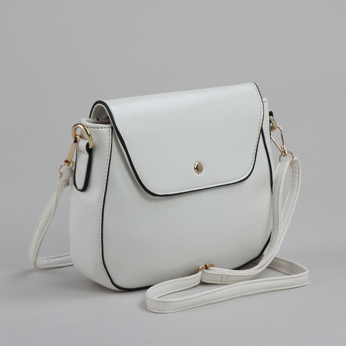 Сумка женская на молнии, 1 отдел с перегородкой, 1 наружный карман, регулируемый ремень, белая