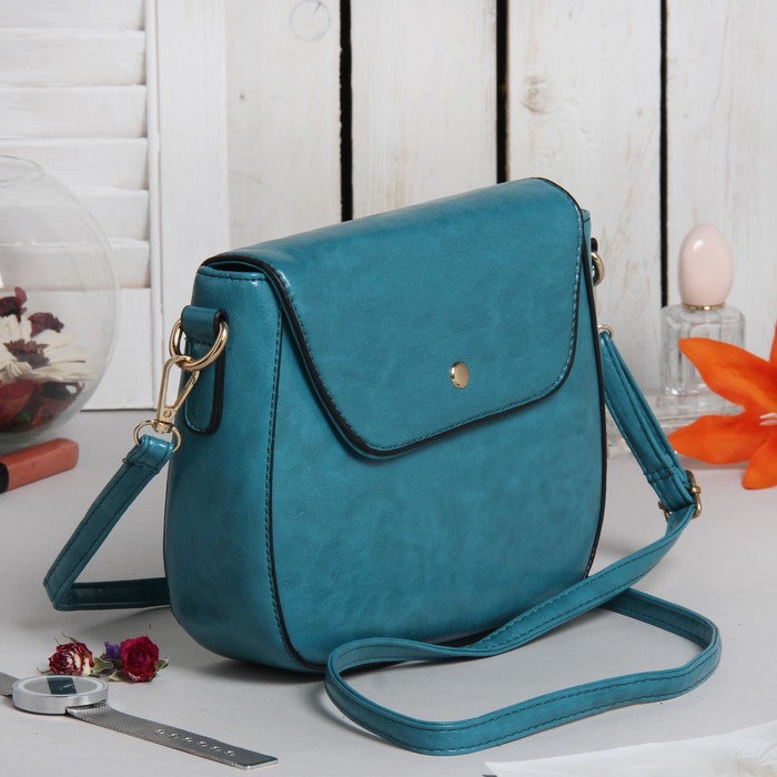 Сумка женская на молнии, 1 отдел с перегородкой, 1 наружный карман, регулируемый ремень, цвет бирюзовый