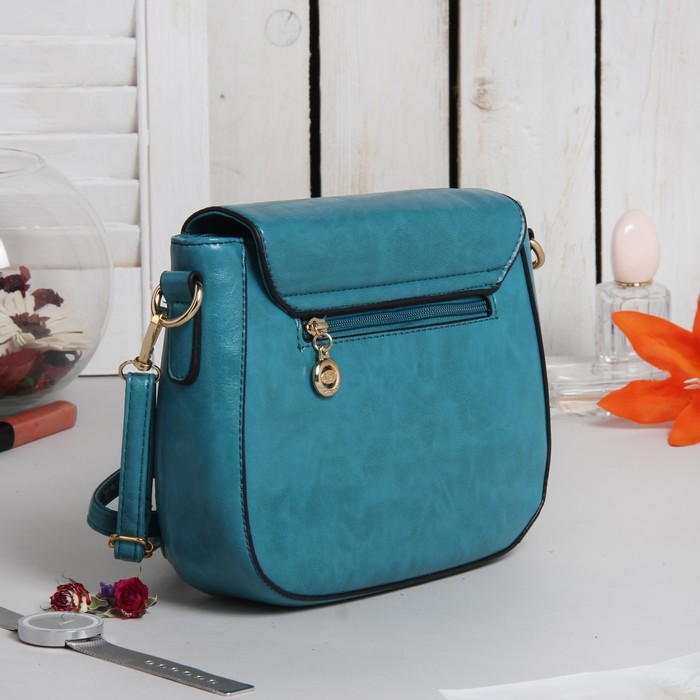 Сумка женская на молнии, 1 отдел с перегородкой, 1 наружный карман, регулируемый ремень, цвет бирюзовый
