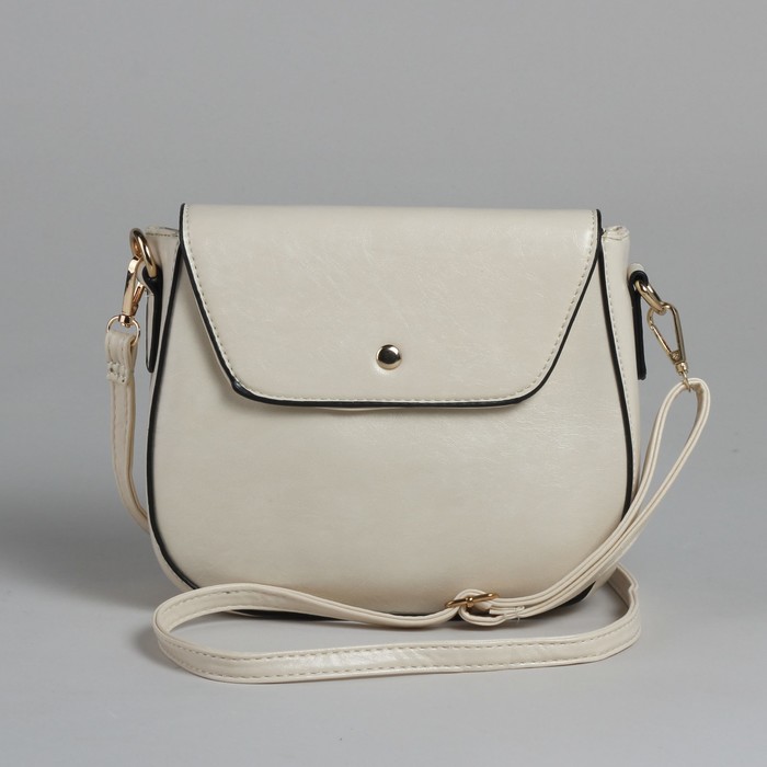 Сумка женская на молнии, 1 отдел с перегородкой, 1 наружный карман, регулируемый ремень, цвет молочный