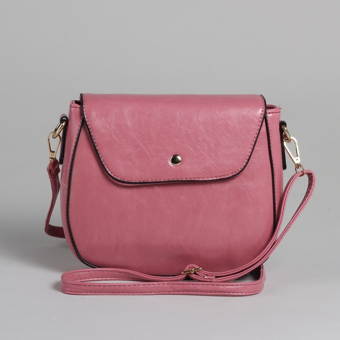 Сумка женская на молнии, 1 отдел с перегородкой, 1 наружный карман, регулируемый ремень, розовая