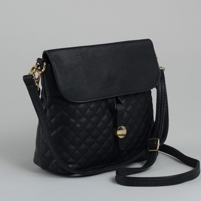 Сумка женская на молнии, 1 отдел, 1 наружный карман, регулируемый ремень, чёрная