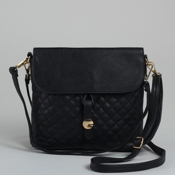 Сумка женская на молнии, 1 отдел, 1 наружный карман, регулируемый ремень, чёрная