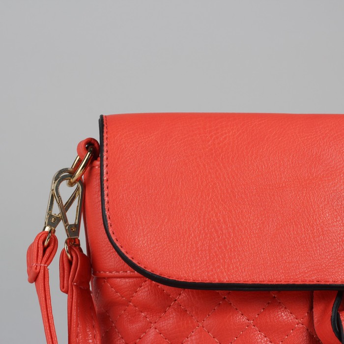 Сумка женская на молнии, 1 отдел, 1 наружный карман, регулируемый ремень, цвет коралловый