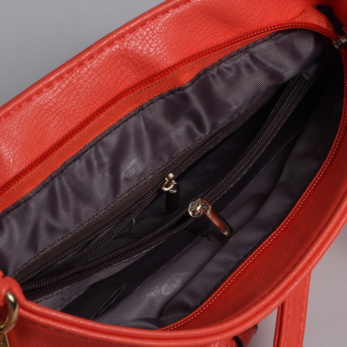 Сумка женская на молнии, 1 отдел, 1 наружный карман, регулируемый ремень, цвет коралловый