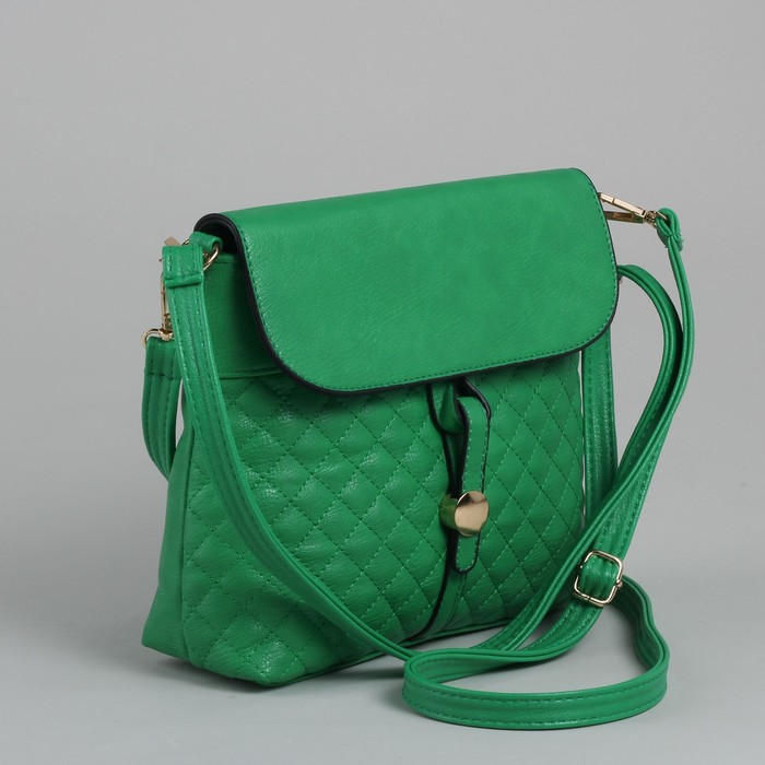 Сумка женская на молнии, 1 отдел, 1 наружный карман, регулируемый ремень, зелёная