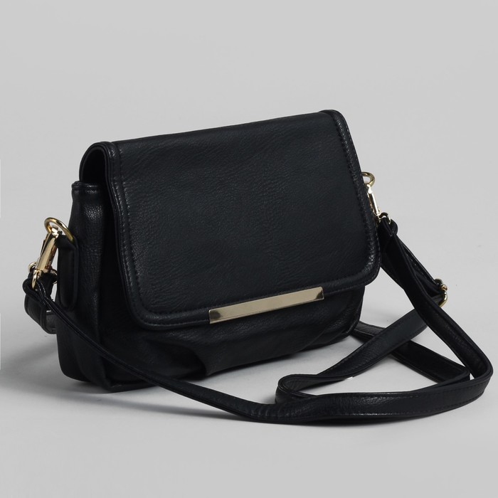 Сумка женская на молнии, 1 отдел, 1 наружный карман, регулируемый ремень, чёрная