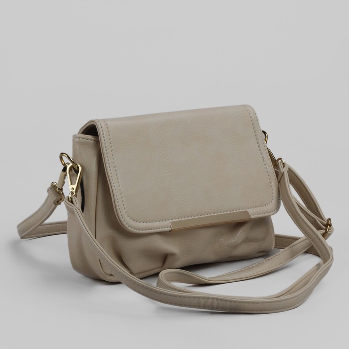 Сумка женская на молнии, 1 отдел, 1 наружный карман, регулируемый ремень, цвет молочный