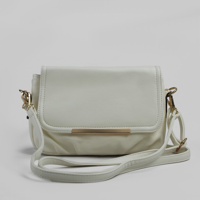 Сумка женская на молнии, 1 отдел, 1 наружный карман, регулируемый ремень, белая