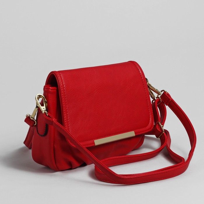 Сумка женская на молнии, 1 отдел, 1 наружный карман, регулируемый ремень, красная