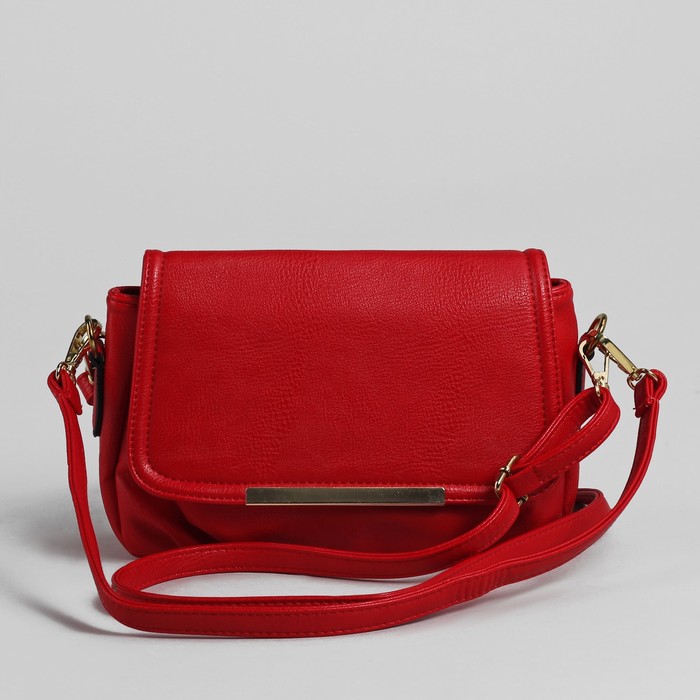 Сумка женская на молнии, 1 отдел, 1 наружный карман, регулируемый ремень, красная