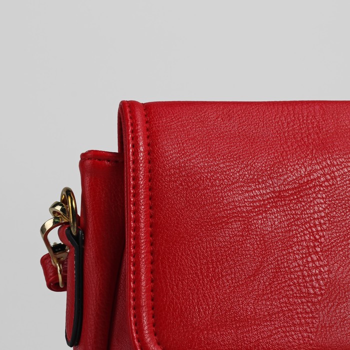 Сумка женская на молнии, 1 отдел, 1 наружный карман, регулируемый ремень, красная