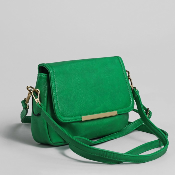 Сумка женская на молнии, 1 отдел, 1 наружный карман, регулируемый ремень, зелёная