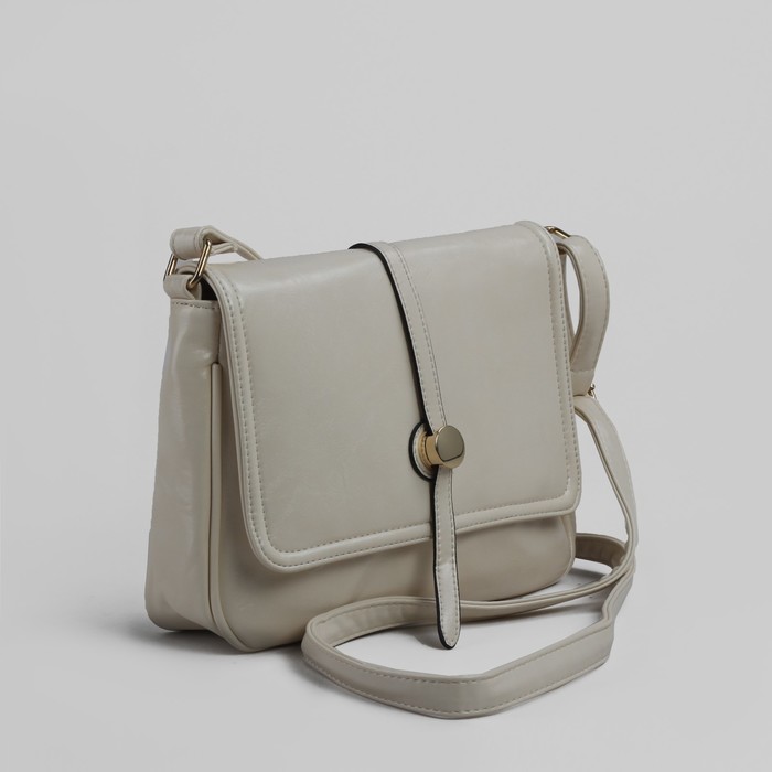 Сумка женская на молнии, 1 отдел, 1 наружный карман, регулируемый ремень, цвет молочный