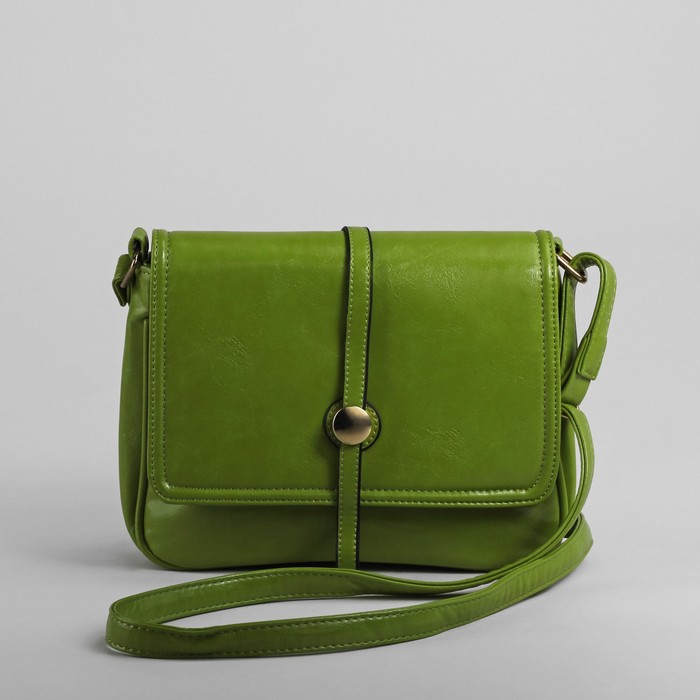 Сумка женская на молнии, 1 отдел, 1 наружный карман, регулируемый ремень, цвет салатовый