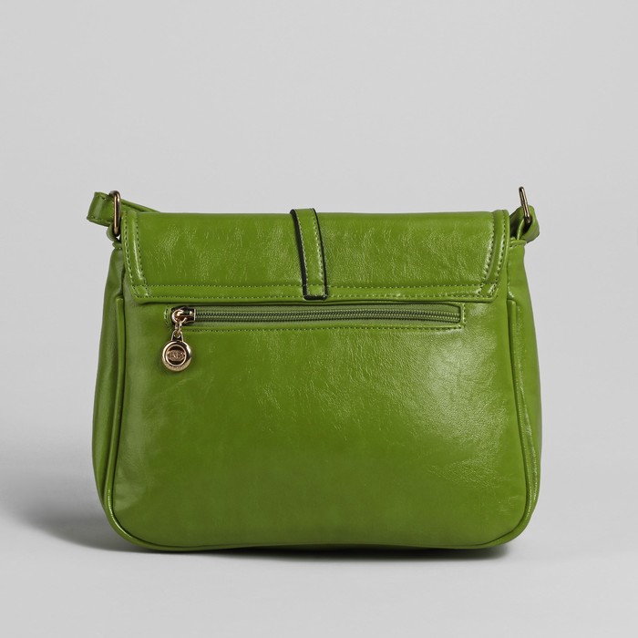 Сумка женская на молнии, 1 отдел, 1 наружный карман, регулируемый ремень, цвет салатовый