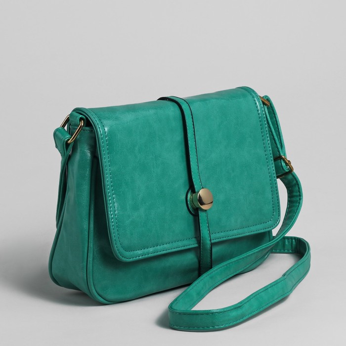 Сумка женская на молнии, 1 отдел, 1 наружный карман, регулируемый ремень, зелёная