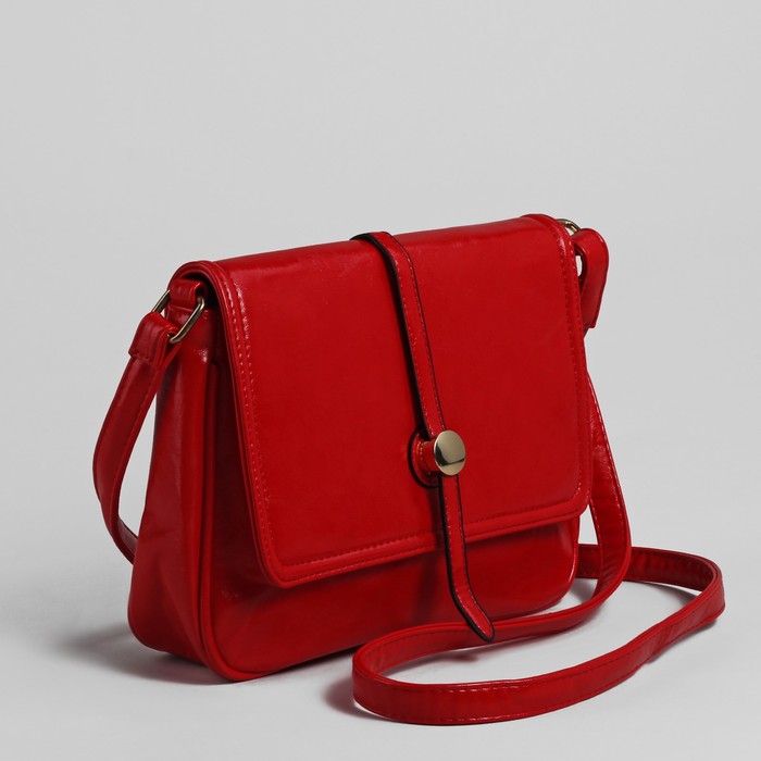 Сумка женская на молнии, 1 отдел, 1 наружный карман, регулируемый ремень, красная