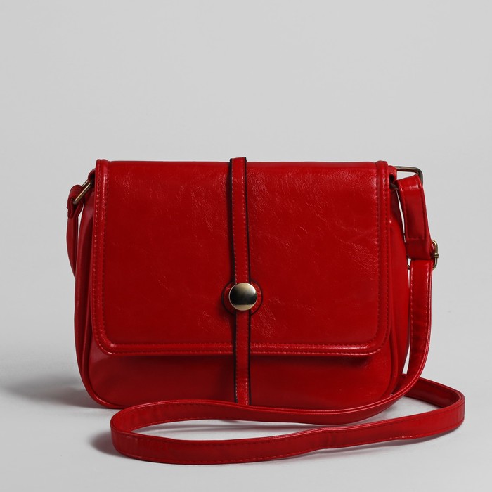 Сумка женская на молнии, 1 отдел, 1 наружный карман, регулируемый ремень, красная