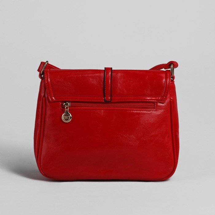 Сумка женская на молнии, 1 отдел, 1 наружный карман, регулируемый ремень, красная