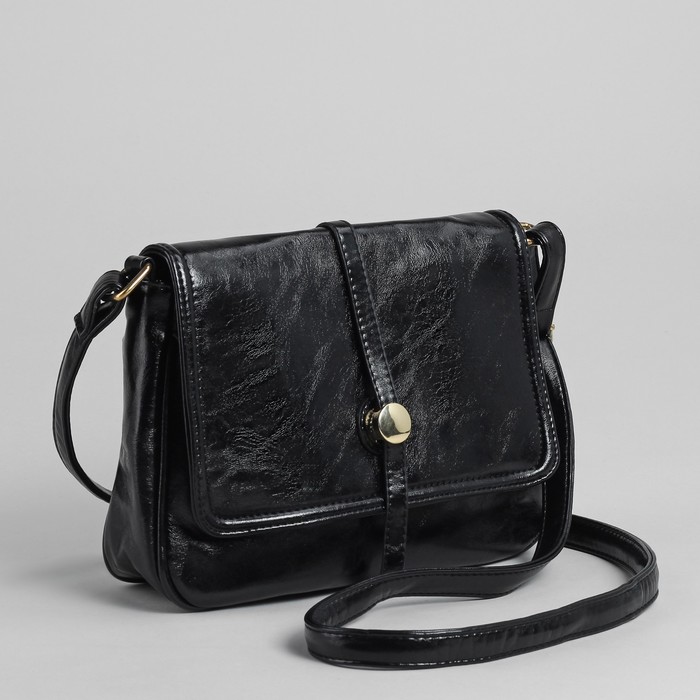 Сумка женская на молнии, 1 отдел, 1 наружный карман, регулируемый ремень, чёрная