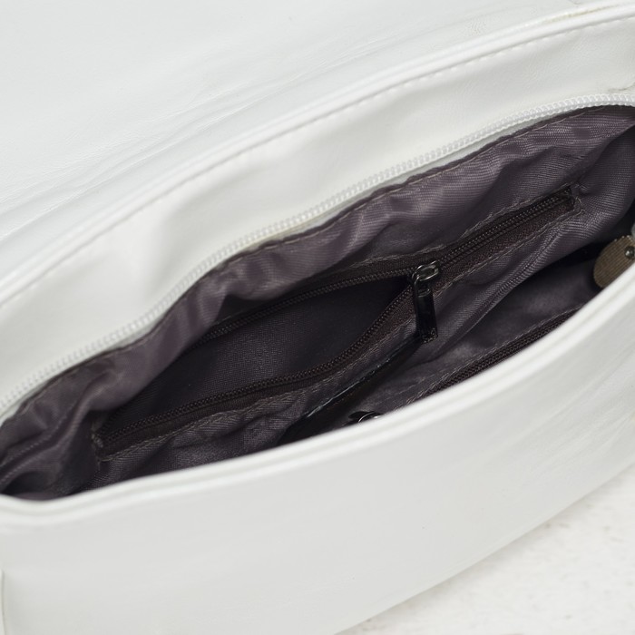 Сумка женская на молнии, 1 отдел, 1 наружный карман, регулируемый ремень, белая