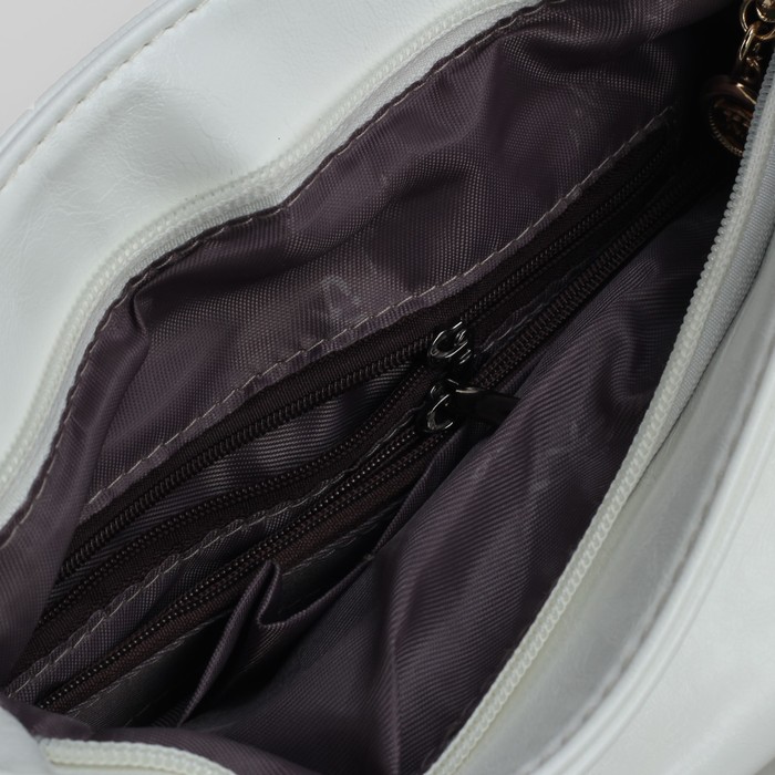 Сумка женская на молнии, 1 отдел, 1 наружный карман, регулируемый ремень, белая