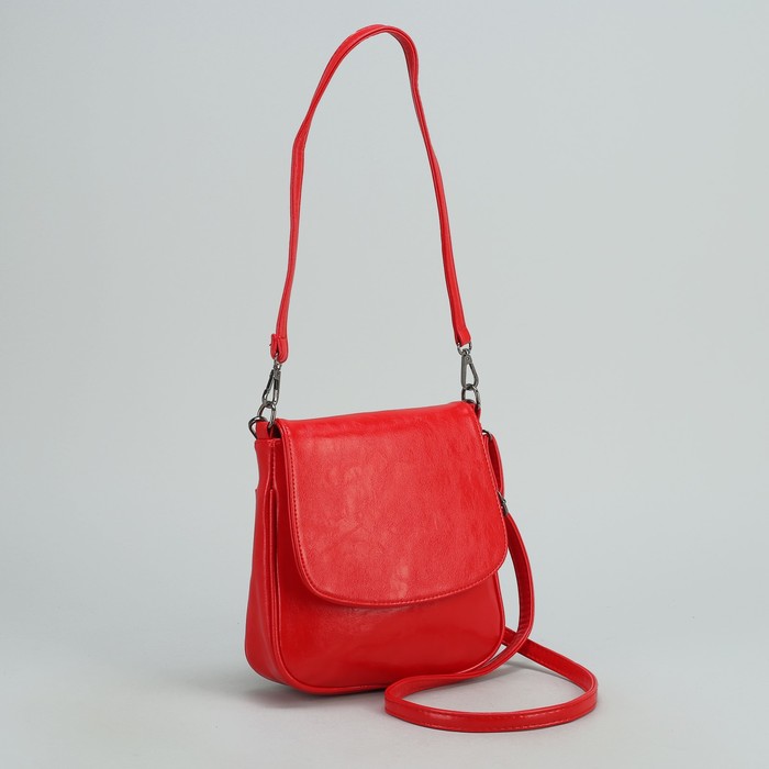 Сумка женская на молнии, 1 отдел с перегородкой, 1 наружный карман, регулируемый ремень, красная