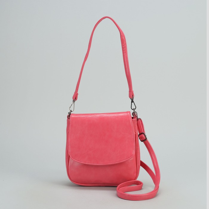 Сумка женская на молнии, 1 отдел с перегородкой, 1 наружный карман, регулируемый ремень, розовая