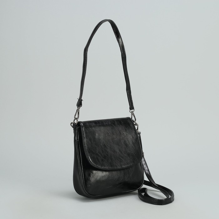 Сумка женская на молнии, 1 отдел с перегородкой, 1 наружный карман, регулируемый ремень, чёрная