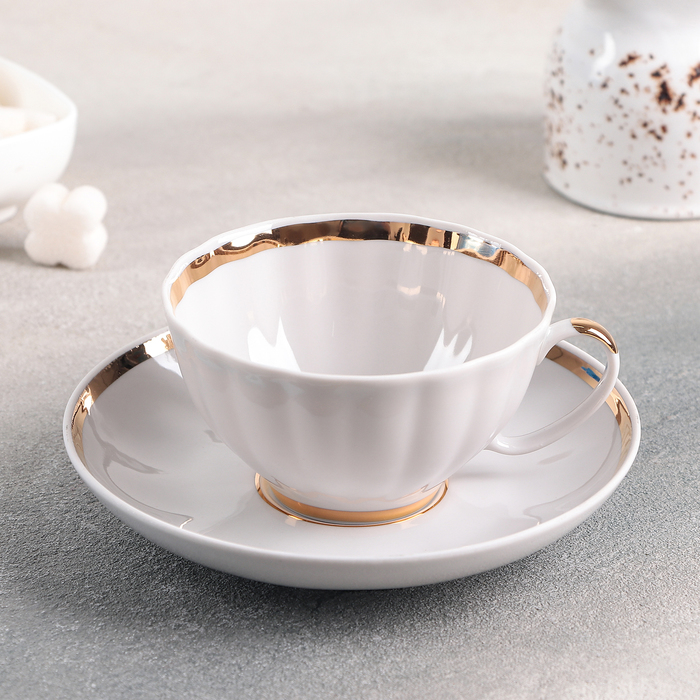 Чашка чайная 275 мл с блюдцем "Московский", с отводкой