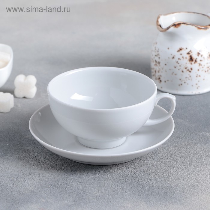 Чайная пара фарфоровая «Рубин», 220 мл, чашка d=10,2 см, блюдце d=14 см чашка чайная 220 мл рубин белая