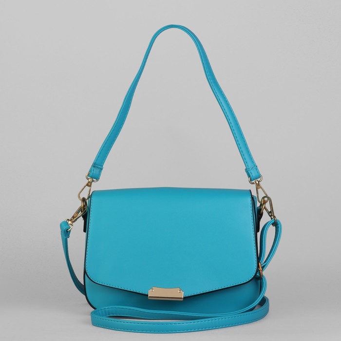 Сумка женская на молнии, 1 отдел, 1 наружный карман, регулируемый ремень, цвет бирюзовый