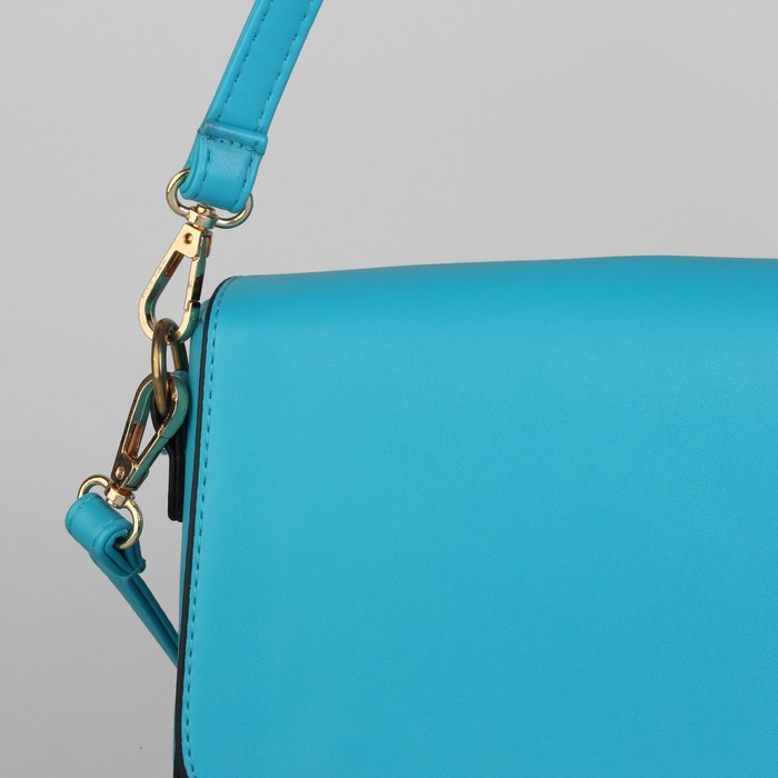 Сумка женская на молнии, 1 отдел, 1 наружный карман, регулируемый ремень, цвет бирюзовый